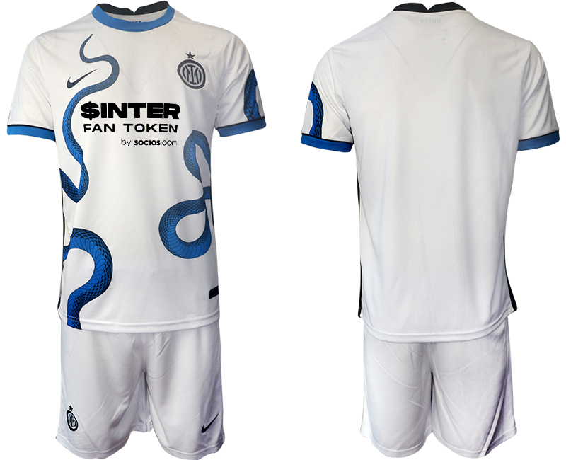Men 2021-2022 Club Inter Milan away white blank Soccer Jersey->inter milan jersey->Soccer Club Jersey